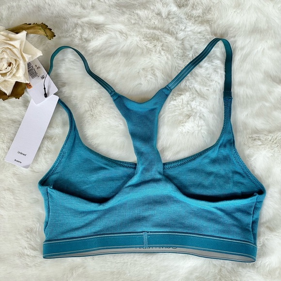 New with tags CALVIN KLEIN Unlined BRALETTE t-back Blue ( teal) Size Small logo - Picture 2 of 3